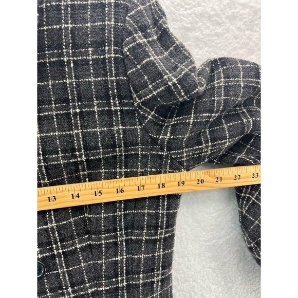 Louben Womens Double Breasted Suit Jacket Black White Tattersall Wool Blend 8 - Picture 7 of 9